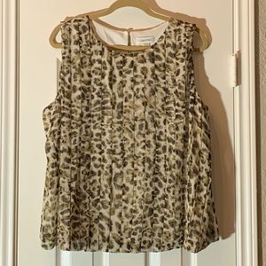 Calvin Klein Black, Brown and Cream Chiffon Bubble Tank Top
